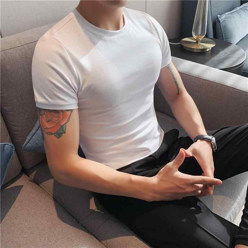 Tシャツ メンズ スリムフィット 半袖 丸首 ストレッチ 薄手 通気性 コットン100% 夏用 無地 インナー デイリーユース 部屋着 カジュアル 韓国風 多色展開