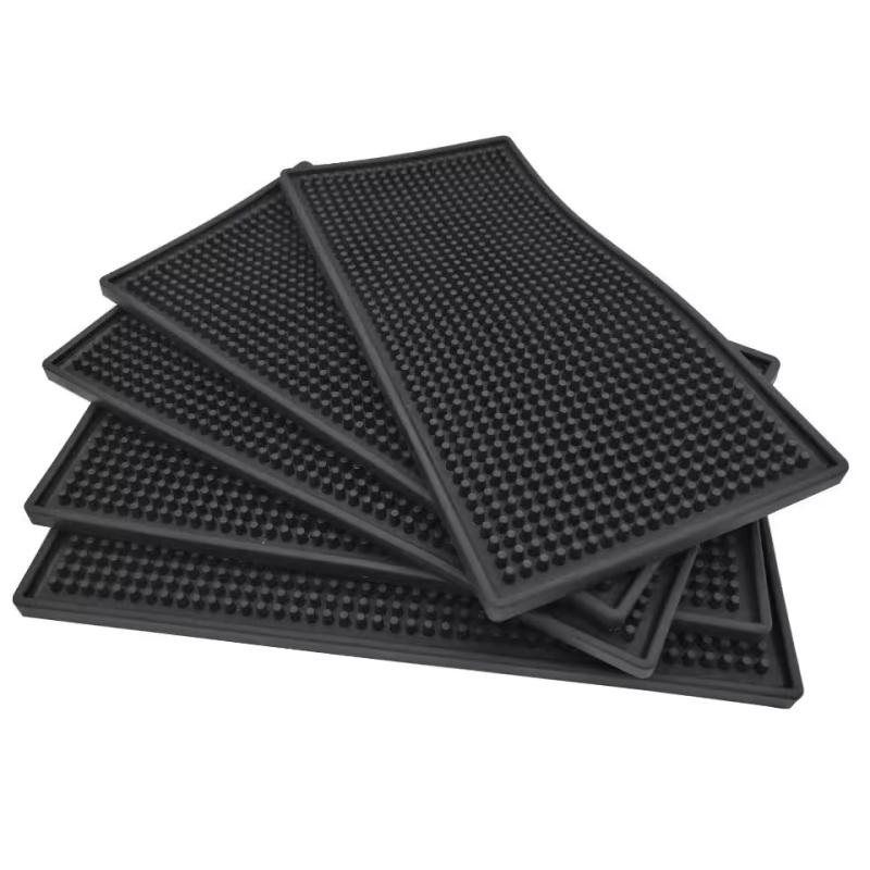 水切りマット ブラック 滑り止め 耐熱 防水 バー用 コースター 茶器 ドライング ゴム製 PVC シリコン シンプル モダン キッチン カフェ ダイニング 業務用 撥水 速乾 お手入れ簡単 スクエア ランチョンマット