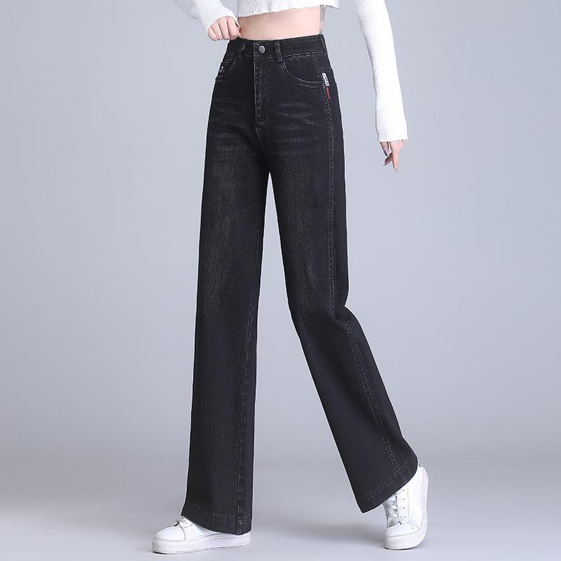 デニムパンツ レディース 体型カバー 着痩せ 美脚 微ストレッチ ノーアイロン ゆったり ストレート ワイドパンツ ロング丈 ハイウエスト 大きいサイズ 春秋 通勤 着回し|セキュアデポ