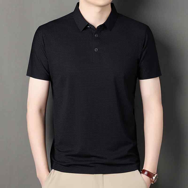 POLOシャツ メンズ 男性用 吸汗速乾 通気性 桑蚕シルク 襟付き 半袖 薄手 スリムフィット 無地 切り替え ストレッチ 耐摩耗性 ビジネス カジュアル 通勤 夏用 高級感