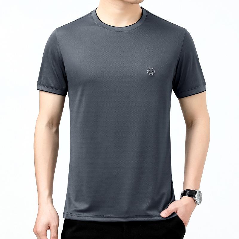 Tシャツ メンズ 接触冷感 吸汗速乾 UVカット 通気性 抗菌 シワ防止 耐摩耗 シルク 無地 クルーネック 半袖 高級感 カジュアル 通勤 普段着 部屋着 春夏