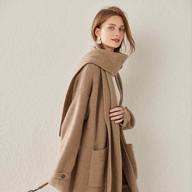 マフラー ストール カシミヤ 100% ピュア 厚手 元宝編み 畦編み 保温 暖かい 防寒 上品 エレガント 着回し抜群 万能 ミドル丈 長め ロング 秋冬｜セキュアデポ