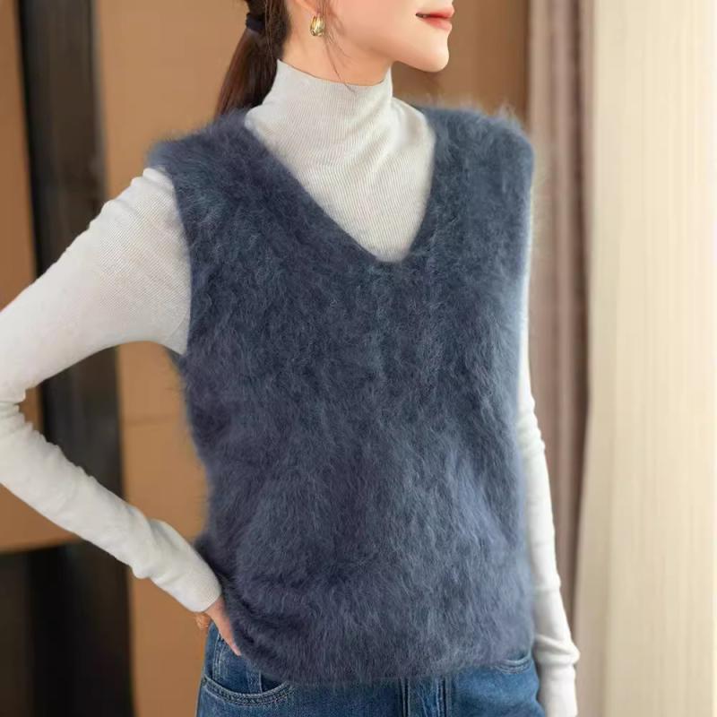 ニット レディース 秋冬 Vネック カシミヤ ベスト 起毛 ノースリーブ 暖かい プルオーバー スリムフィット 重ね着 オフィス きれいめ 大人カジュアル 上品 エレガント｜セキュアデポ 12,448円