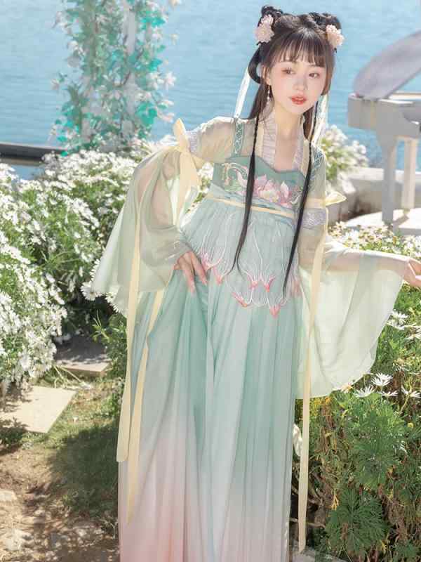 ワンピース レディース 女性用 漢服 襦裙 チャイナ風 中華風 ハイウエスト ドレス 刺繍 花柄 ロータス ショール 巻き物 広袖 唐風 春夏 ポリエステル素材 7,725円
