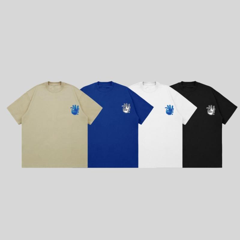 Tシャツ メンズ 男性用 ヘビーウェイト 260g OKジェスチャー プリント クルーネック 半袖 ゆったり ストリート カジュアル 綿 コットン 通気性 防シワ 抗菌 耐摩耗性 着回し