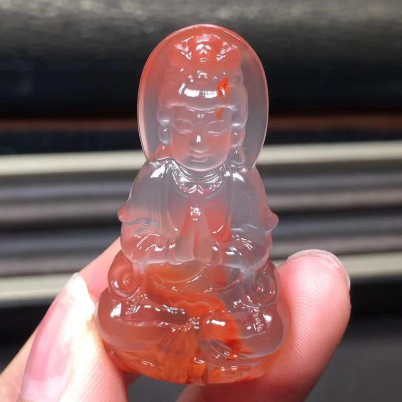 ネックレス 天然 南紅瑪瑙 四川産 観音菩薩 ペンダント 巧色彫り 無傷 高品質 上質 仏像モチーフ 縁起物 お守り ファッション カジュアル