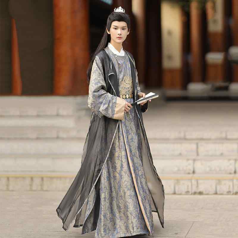 漢服 メンズ 中国風 明朝 唐朝 古典衣装 円領袍 道袍 改良デザイン 刺・墸 ジャカード織り コーデュロイ素材 優雅な雰囲気 舞台衣装 パーティー イベント 春夏秋冬 オールシーズン対応 ティーンズ向け
