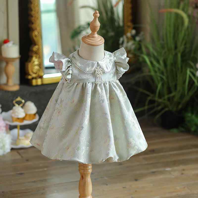 ベビードレス 女の子 1歳 誕生日 ファーストバースデー 選び取り 記念日 中華風 唐装 プリンセスドレス フリル袖 フォーマルドレス セレモニードレス 祝い着 上品