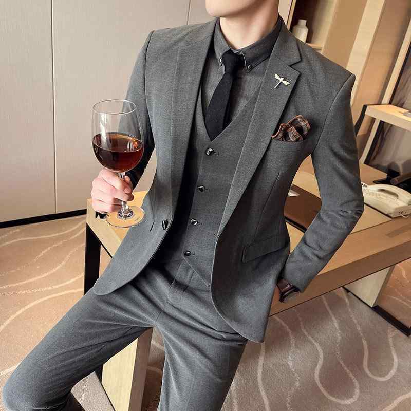 スーツ メンズ ビッグサイズ 無地 スリムフィット 1つボタン シングル スリーピース 3点セット 結婚式 新郎 礼服 フォーマル パーティー ビジネス カジュアル 春夏｜セキュアデポ