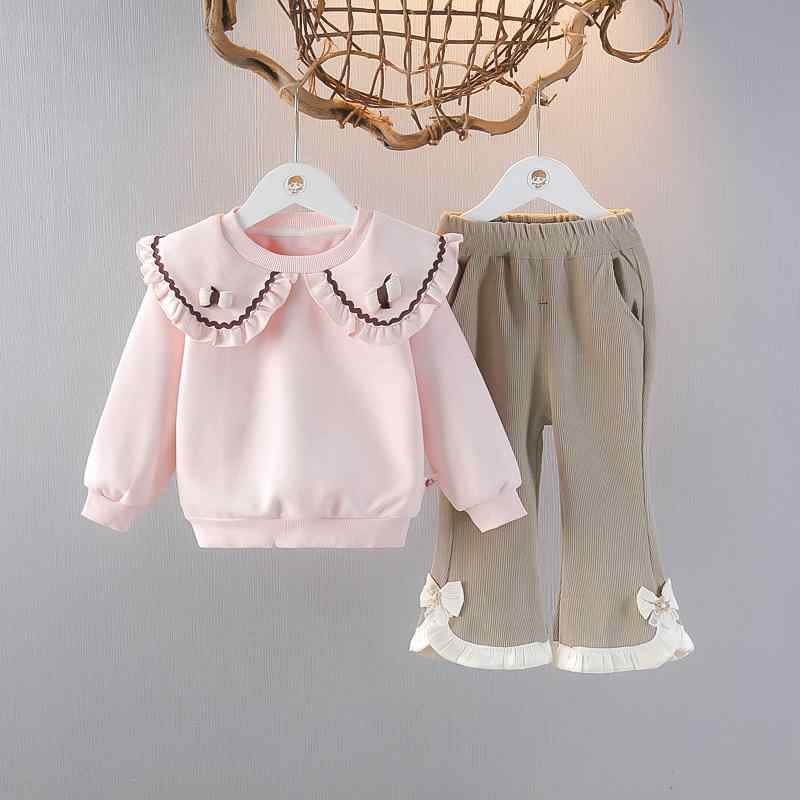 キッズ 女の子 ベビー 1-3歳 長袖 ロングパンツ セットアップ 春秋 カジュアル 部屋着 ルームウェア かわいい おしゃれ 綿 コットン 幼児服 ピンク ホワイト