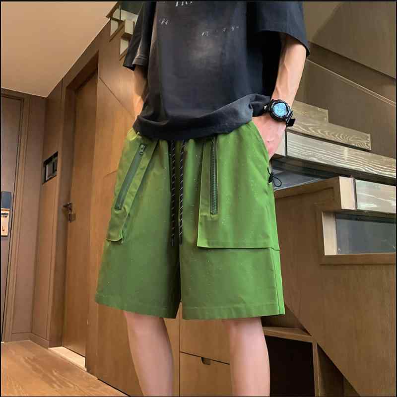 カーゴパンツ メンズ 五分丈 ハーフ丈 ゆったり ルーズシルエット マルチポケット 大きいサイズ ビッグサイズ カジュアル デイリーユース ノンストレッチ ポリエステル 混紡素材 春夏