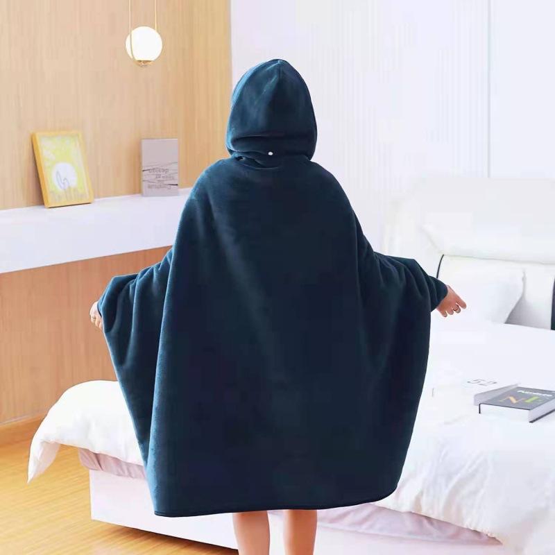 ブランケット 大人用 子供用 フード付き 携帯用 軽量 昼寝 仮眠 オフィス 教室 一人用 ショール ケープ ポンチョ 学生用 春秋 フランネル ポリエステルフリース カーキ ダークブルー ピンク
