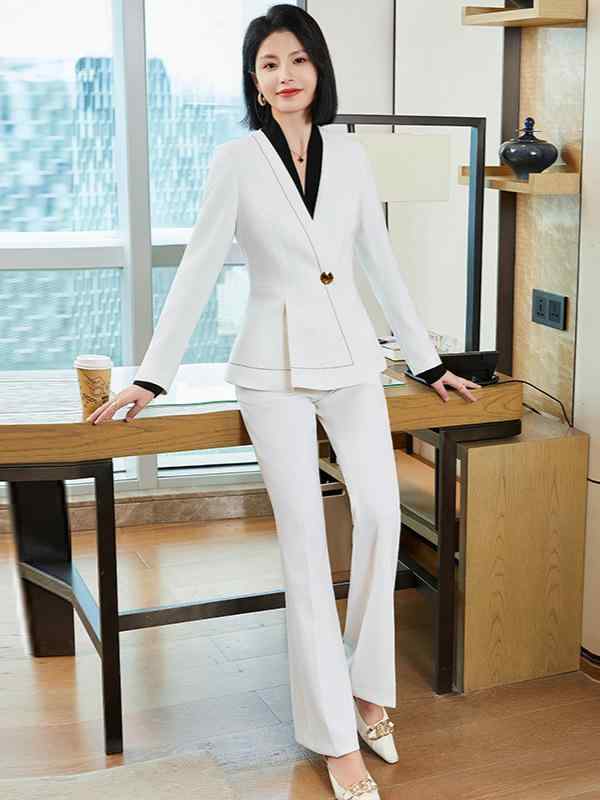 スーツ レディース セットアップ ホワイト ノーアイロン しわになりにくい ジャケット パンツ 上品 エレガント デザイン 春秋 通勤 オフィス ビジネス 医療事務 司会者 フォーマル