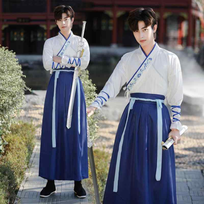 漢服 メンズ 中国風 古風 武侠 剣客 おしゃれ かっこいい 大きいサイズ ビッグサイズ 貴公子 学生用 団体服 カジュアル セットアップ 春秋