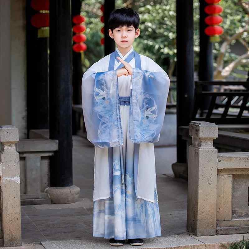 唐装 キッズ 男の子 漢服 国学服 坊ちゃん服 時代衣装 中国風 春夏 演出服 ステージ衣装 発表会 シフォン素材 動物柄 柔らかい肌触り
