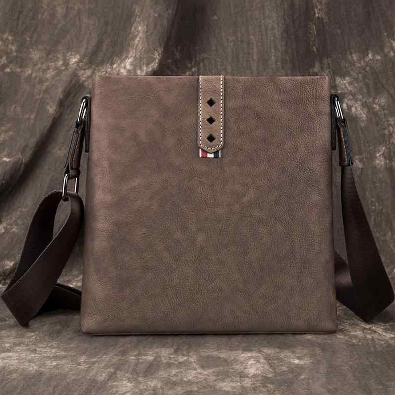ショルダーバッグ メンズ レトロ 牛革 ハンドメイド ビジネス 通勤 斜め掛け ワンショルダー 縦型 スクエア ファスナー 多収納 やや柔らかい
