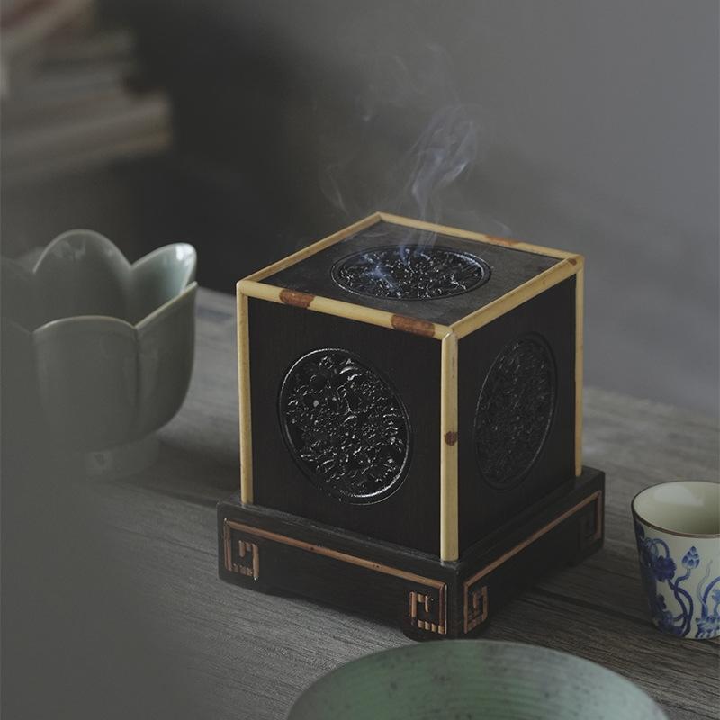 香炉 湘妃竹製 手作り 聞香炉 薫炉 文玩 香道 飾りつけ 中国風 室内装飾 雑貨 茶道具 和室 茶室 癒し 伸び伸びする 今めかしい アンティーク調