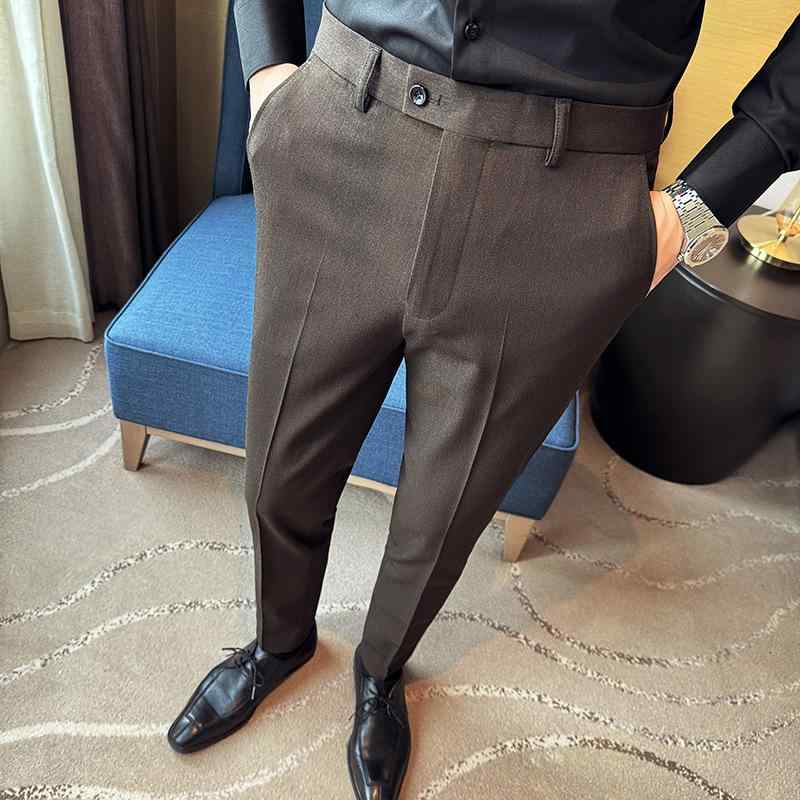 パンツ メンズ 男性用 ストレッチ 防シワ 形態安定 春夏 スリムフィット 細身 ストレート ビジネス カジュアル オフィス 通勤 デイリー ポリエステル 無地