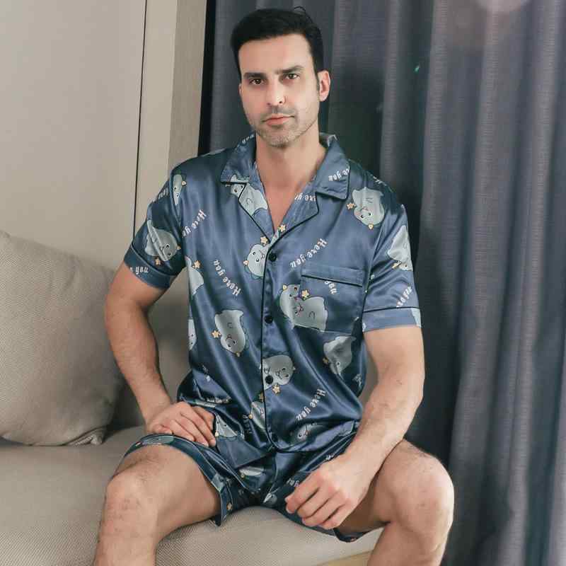 ルームウェア メンズ 接触冷感 薄手 半袖 パジャマ 襟付き ショートパンツ 春夏用 部屋着 リラックスウェア 男性用 寝間着 ポリエステル ワンマイルウェア カジュアルスタイル