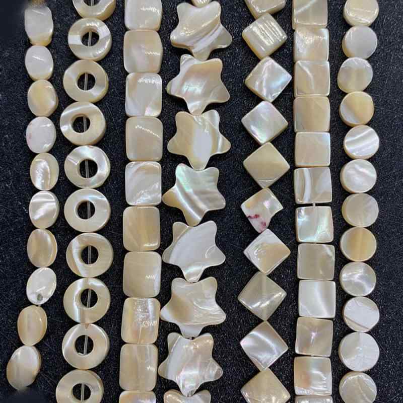 ルースビーズ 天然 海水 シェル 透かし彫り 楕円形 五芒星形 長方形 ナチュラルカラー DIY アクセサリーパーツ ハンドメイド 材料