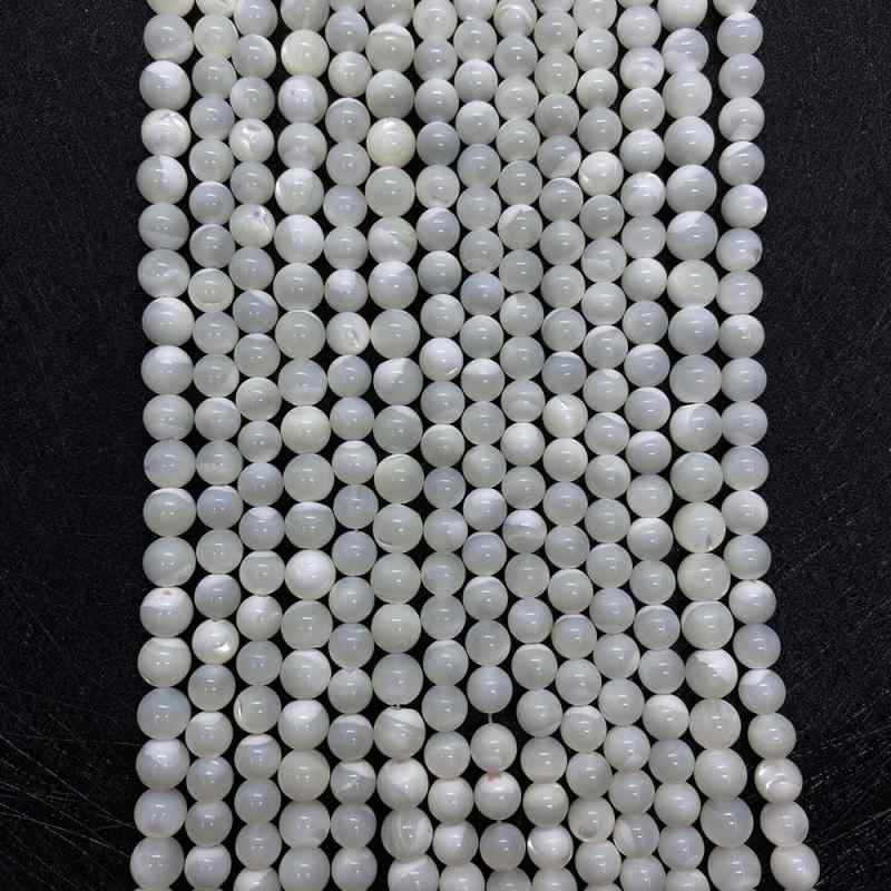 ビーズ アクセサリーパーツ 天然 貝殻 マキガイ ホワイト 丸玉 研磨済み 貫通穴 散珠 DIY ハンドメイド 手作り 素材 資材 おしゃれ 上品