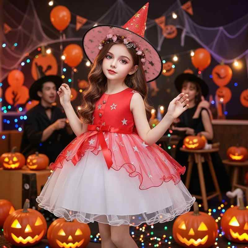 ワンピース キッズ 女の子 ノースリーブ チュール プリンセスドレス ハロウィン 仮装 衣装 発表会 礼服 サテン ポリエステル コットン裏地 上品 欧米風 オールシーズン レッド パープル ブラック