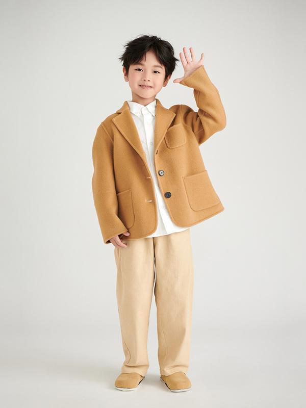 厚地の外套 キッズ お坊っちゃん 御姉さん 羊毛 ダブル人間の顔 テーラード襟 シングル名取り草 朦々たる 保温 防寒 生あたたかい 心地よい レトロ 雅びやか 真っただ中丈 秋冬 通園 通学 お出かけ 駱駝 黒いこと