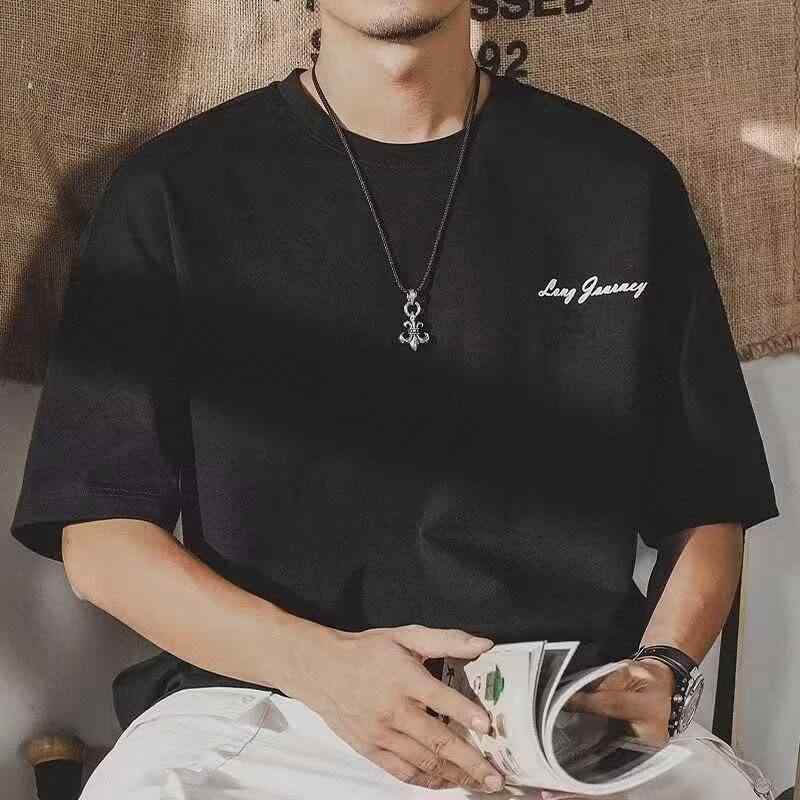 Tシャツ メンズ 吸汗速乾 薄手 通気性 抜群 クルーネック ロゴプリント アメリカン カジュアル ベーシック ゆったり ルーズフィット オーバーサイズ ビッグシルエット 大きいサイズ 体型カバー 綿 夏 サマー 部屋着 普段着