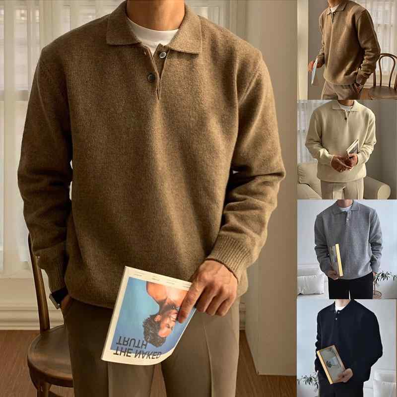 ニット メンズ 秋冬 ポロシャツ 長袖 形態安定 ウォッシャブル 通気性 ストレッチ ゆったり ビッグシルエット ビジネス 無地 カジュアル トップス 大人 ポリエステル混紡