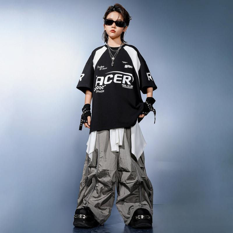 ダンス衣装 キッズ 男女兼用 ヒップホップ ストリート ゆったり オーバーサイズ 練習着 レッスン着 発表会 ステージ 舞台衣装 プリント 伸縮性 4,626円