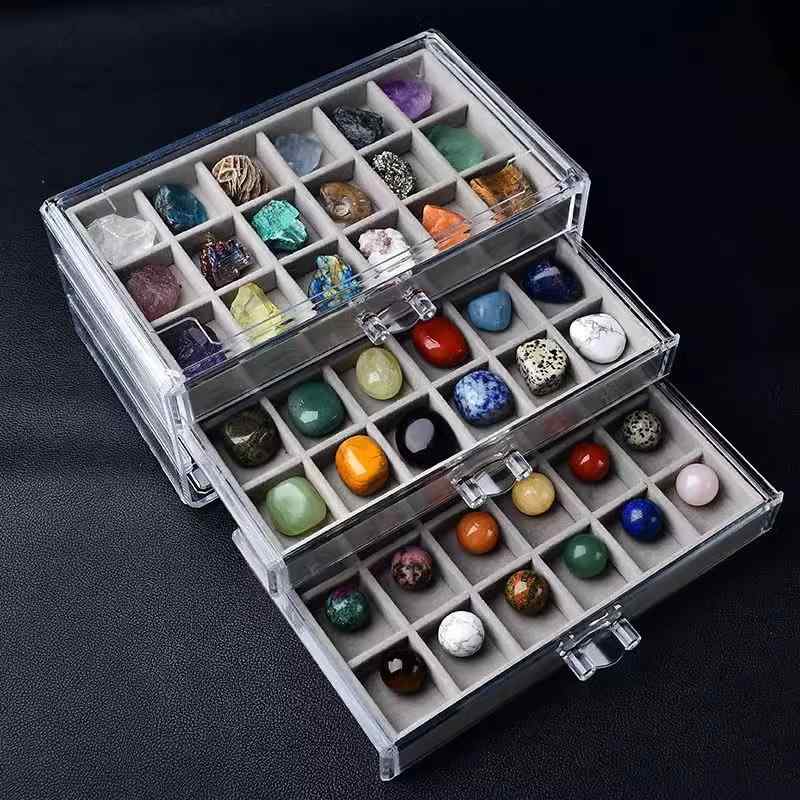 天然石 水晶 鉱物 原石 標本 54種類 教育 学習 観察 コレクション 教材 ディスプレイ ギフト プレゼント 置き物 パワーストーン インテリア｜セキュアデポ