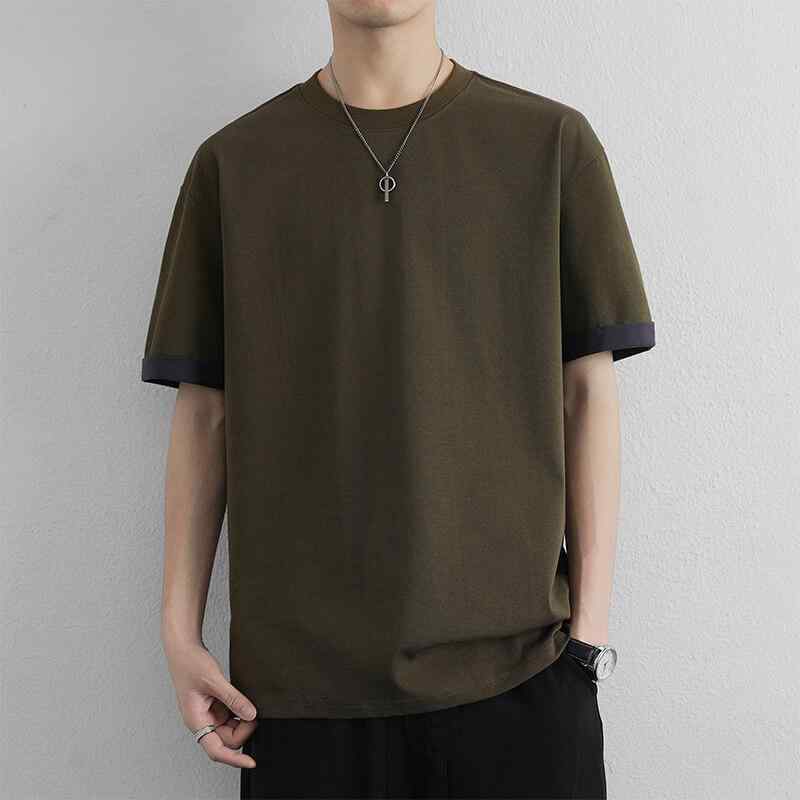 Tシャツ ティーシャツ メンズ 男性用 紳士服 形態安定 ノーアイロン ポリエステル 無地 丸首 クルーネック 半袖 スリムフィット 春夏 ベーシック 通勤 デイリー カジュアル プルオーバー トップス