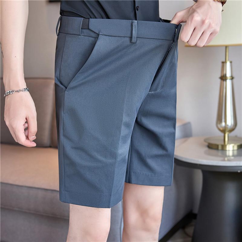 パンツ メンズ ゴムウエスト ストレッチ スラックス ハーフパンツ ドレープ感 シワになりにくい カジュアル 快適な穿き心地 速乾 ビジネス オフィス 普段使い 夏 ブラック