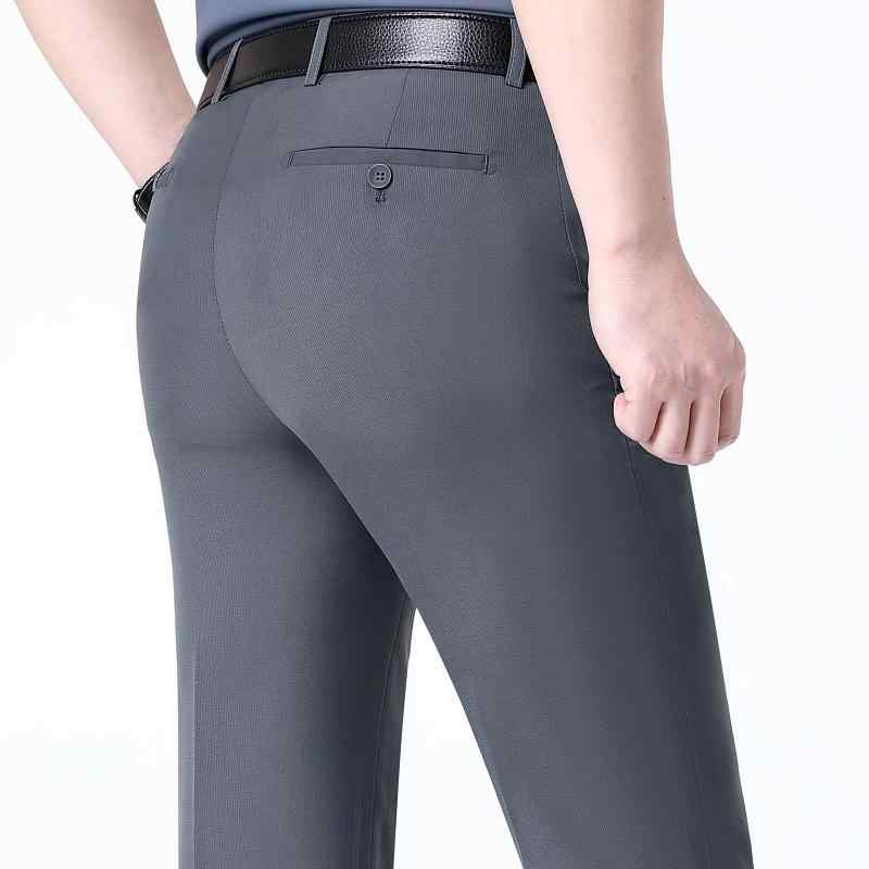 パンツ メンズ 高級感 シルク 春夏 薄手 ストレッチ ストレート ビジネスカジュアル 通勤 普段使い 形態安定 防シワ