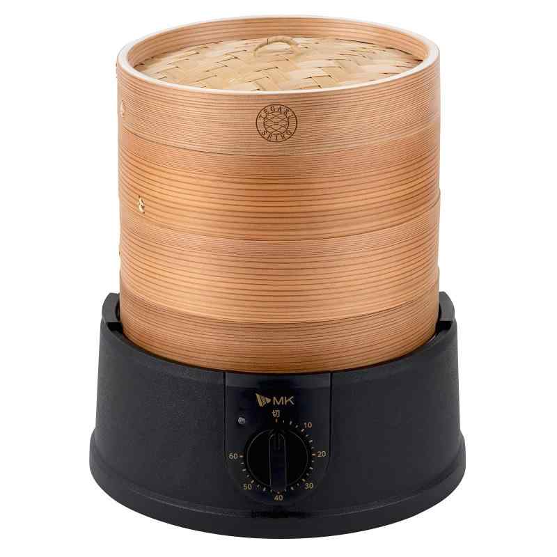 エムケー精工 せいろ 蒸し器 二段 セット 21cm 電気せいろ 蒸し器 中華せいろ 家庭用 杉製 (一部竹製) 延長輪付き ふた付き レシピブック付き TEGARU=SEIRO 手軽せいろ|セキュアデポ
