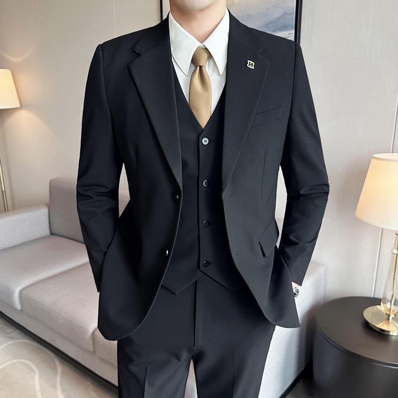 スーツ メンズ 大きいサイズ 薄手 春夏 シングル2つボタン スリーピーススーツ 通勤 ビジネス フォーマル スリム スタイリッシュ パーティー 結婚式 リネンブレンド