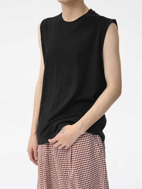 Tシャツ メンズ 春夏 綿 上質コットン クルーネック ノースリーブ ベーシック ゆったり 無地 カジュアル スポーツ 部屋着