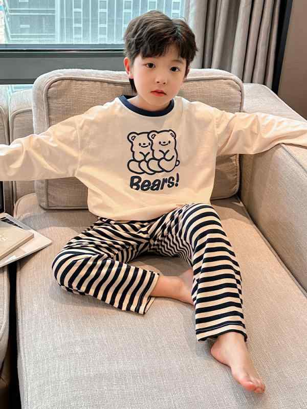 パジャマ キッズ 男の子 吸汗速乾 ストライプ柄 ボーダー柄 キャラクター柄 長袖 綿 コットン ルームウェア 部屋着 薄手 春秋 小学生 中学生 ジュニア 快適