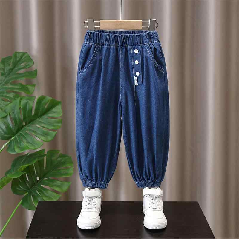 パンツ キッズ 男の子 防蚊 接触冷感 テンセル 薄手 デニム ロング カジュアル 綿 春夏 韓国風 柔らか 無地 ブルー