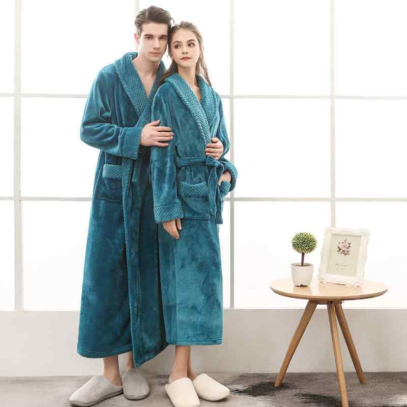 バスローブ ルームウェア 厚手 ロング丈 保温 フランネル サンゴフリース Vネック レディース メンズ 男女兼用 カップル マタニティ 親子 ナイトガウン パジャマ 部屋着 秋冬 春
