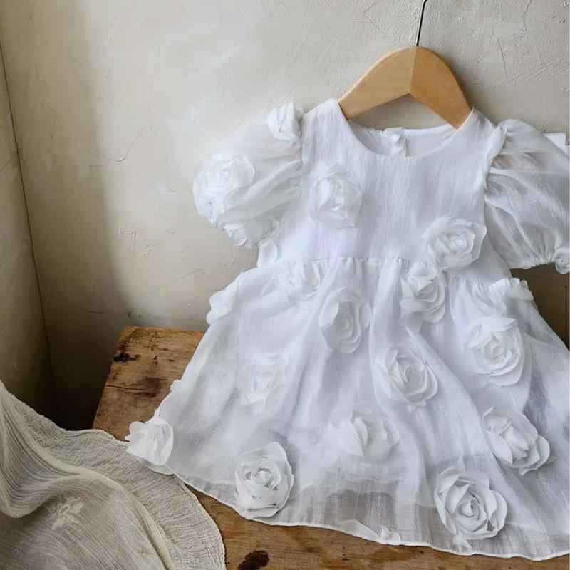 ロンパース カバーオール 女の子 ベビー 立体ローズ 花柄 プリンセスドレス フォーマル セレモニー 礼服 お呼ばれ 結婚式 誕生日 記念日 スカートタイプ ワンピース 半袖 春夏 肌に優しい 無骨縫製 韓国風 スナップボタン
