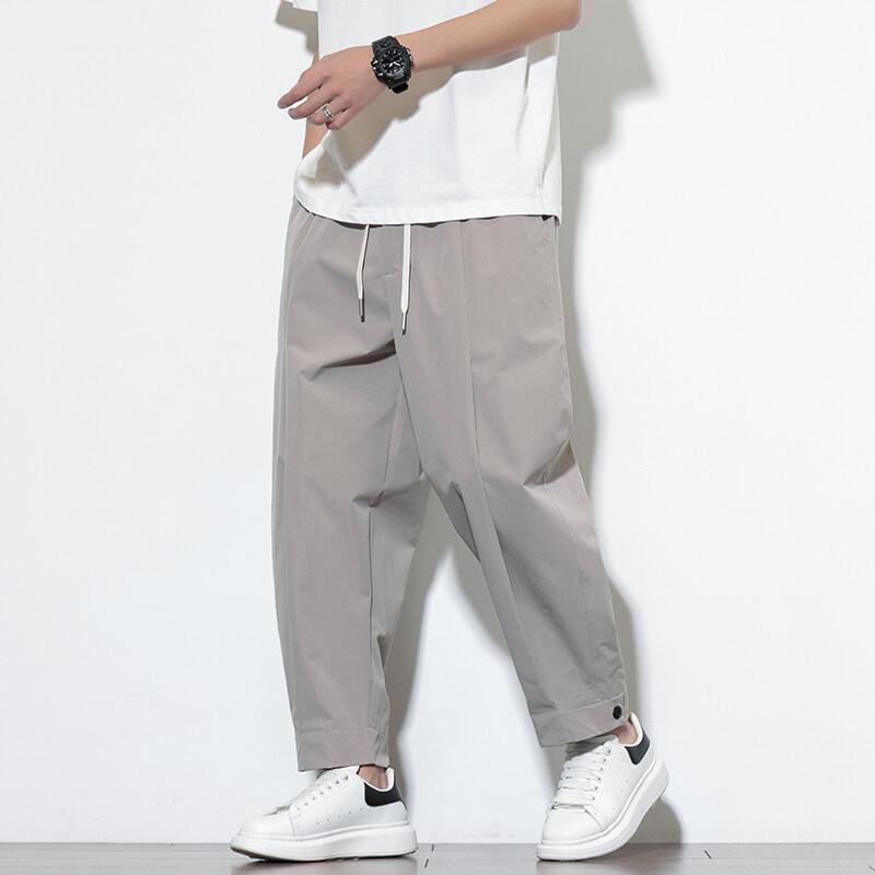 カジュアルパンツ メンズ 春夏 薄手 ストレッチ ノーアイロン ゆったり ルーズ 大きいサイズ ビッグサイズ 普段使い 綿混 竹繊維 テーパード サルエル ジョガーパンツ チャイナ風 無地 グレー ブラック カーキ M～5XL
