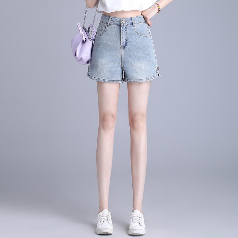 ワイド ショートパンツ レディース ハイウエスト ゆったり ライトブルー デニム 春夏 着痩せ効果 カジュアル おしゃれ 快適 通勤