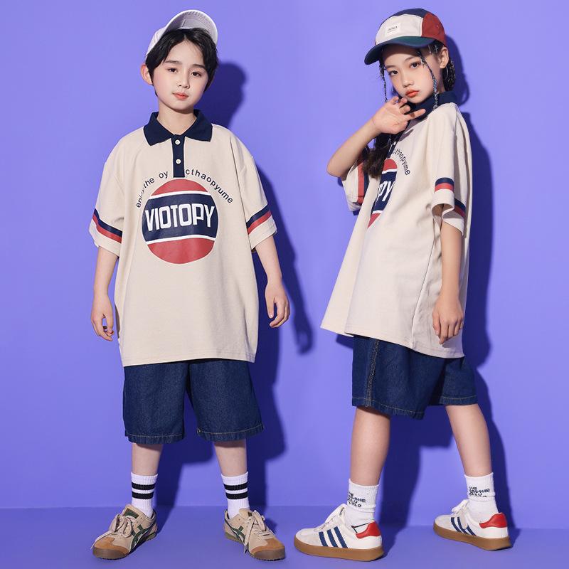 キッズ 女の子 ヒップホップ ジャズ ストリート ウェア 半袖 ショートパンツ かっこいい クール 発表会 ステージ ファッションショー イベント トレンド カジュアル コットン95% 春夏
