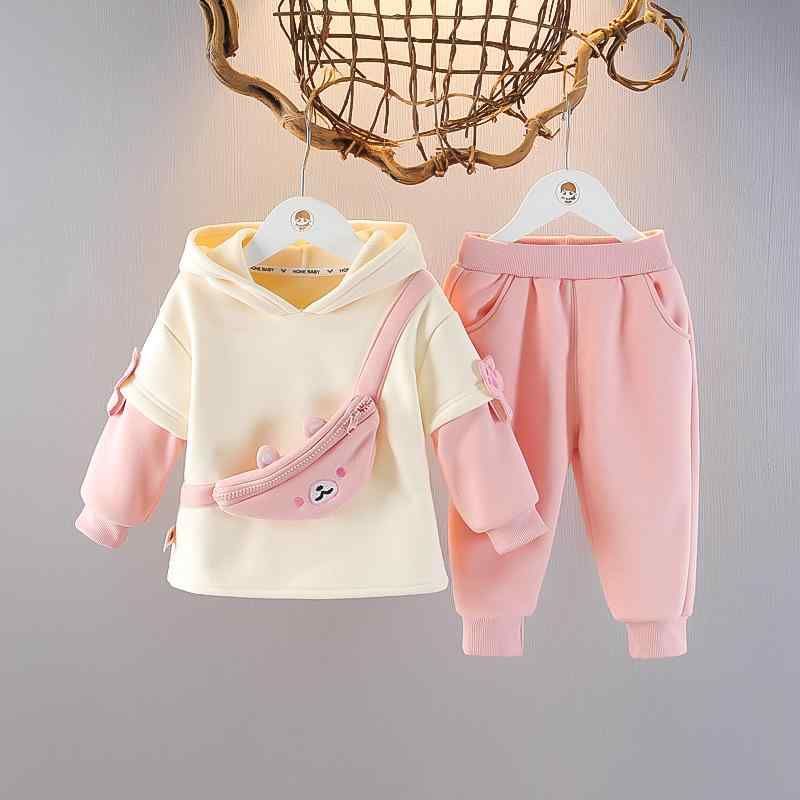 セットアップ 女の子 ベビー ガールズ 1歳 2歳 3歳児 裏起毛 あったか フード付き パーカー スウェット コットンパンツ 綿パンツ 上下 2点セット 秋冬 カジュアル 普段着 部屋着 通園 保育園 コットン ピンク