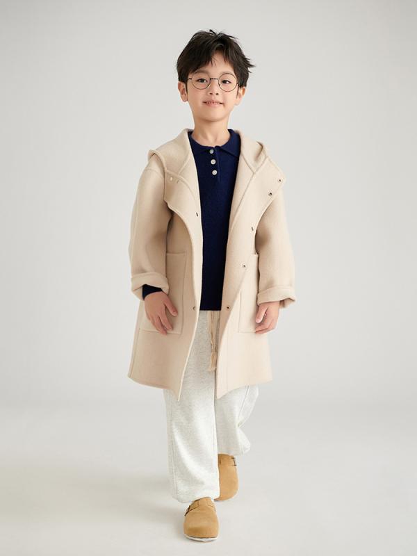 厚地の外套 キッズ お坊っちゃん 御姉さん お坊っちゃん ダブル人間の顔 羊毛 ボンネット付き添い人 秋冬 真っただ中丈 アウター 朦々たる シングル名取り草 長袖 今めかしい 心地よい 厚地の外套