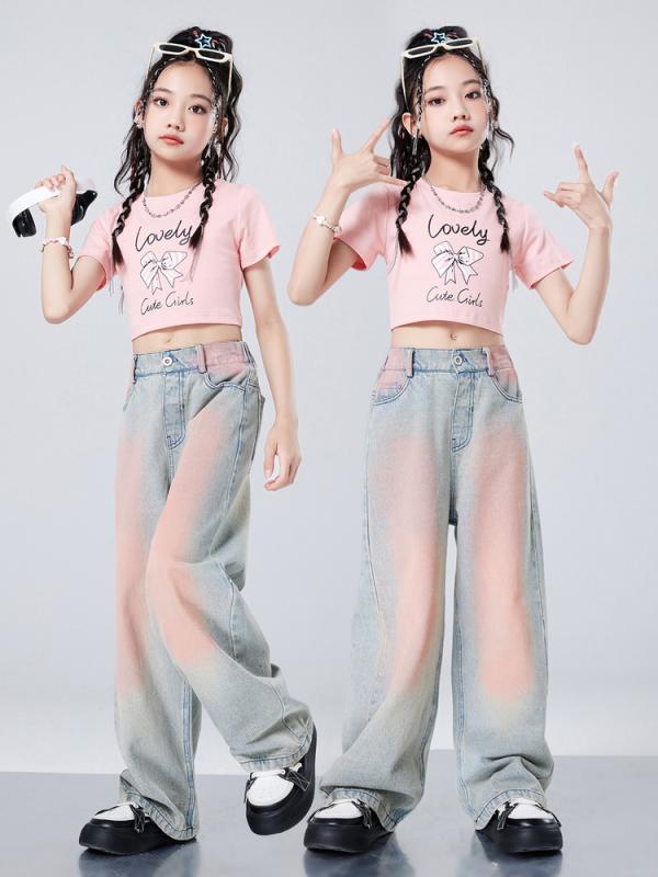 ダンス衣装 キッズ ガールズ ヒップホップ ストリート ジャズ 発表会 イベント レッスン 練習用 クール おしゃれ トレンド セットアップ 半袖トップス 長ズボン 動きやすい