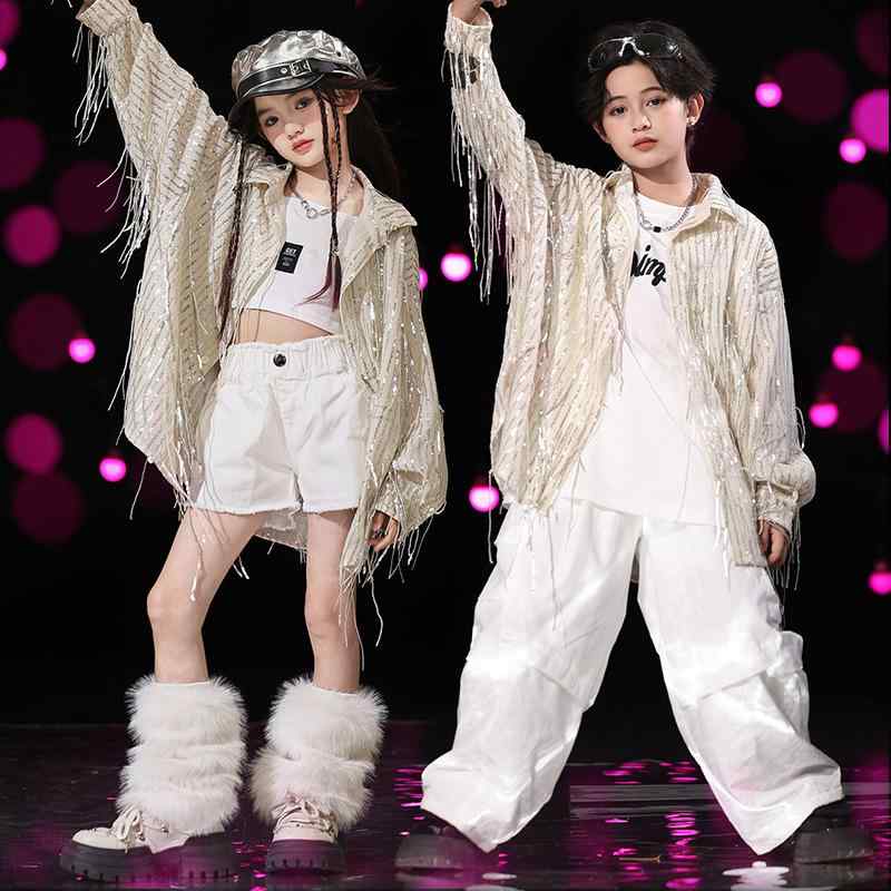 社交ダンス御召しもの キッズ ガールズ ズージャー 表どおり 韓国風 スパンコール プルオーバー セットアップ  告げ知らせる会 一こま 御居処跳ねる 流行り お坊っちゃん ポリエステル原料品