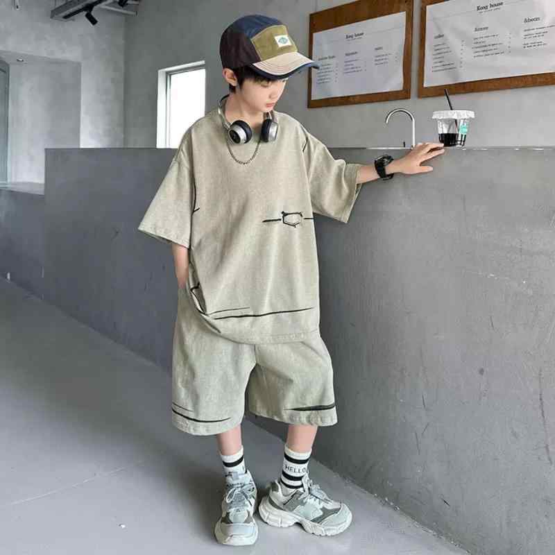半袖セットアップ キッズ 男の子 子供服 韓国風 おしゃれ カジュアル Tシャツ ハーフパンツ 五分丈 コットン 春夏 通園 通学 部屋着 小学生 4,453円