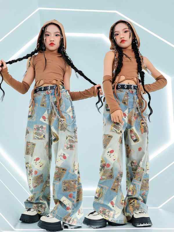 ダンスウェア キッズ 女の子 ジャズダンス ストリートダンス ヒップホップ 半袖 ショート丈 お腹見せ セットアップ クール かっこいい 綿素材 春夏